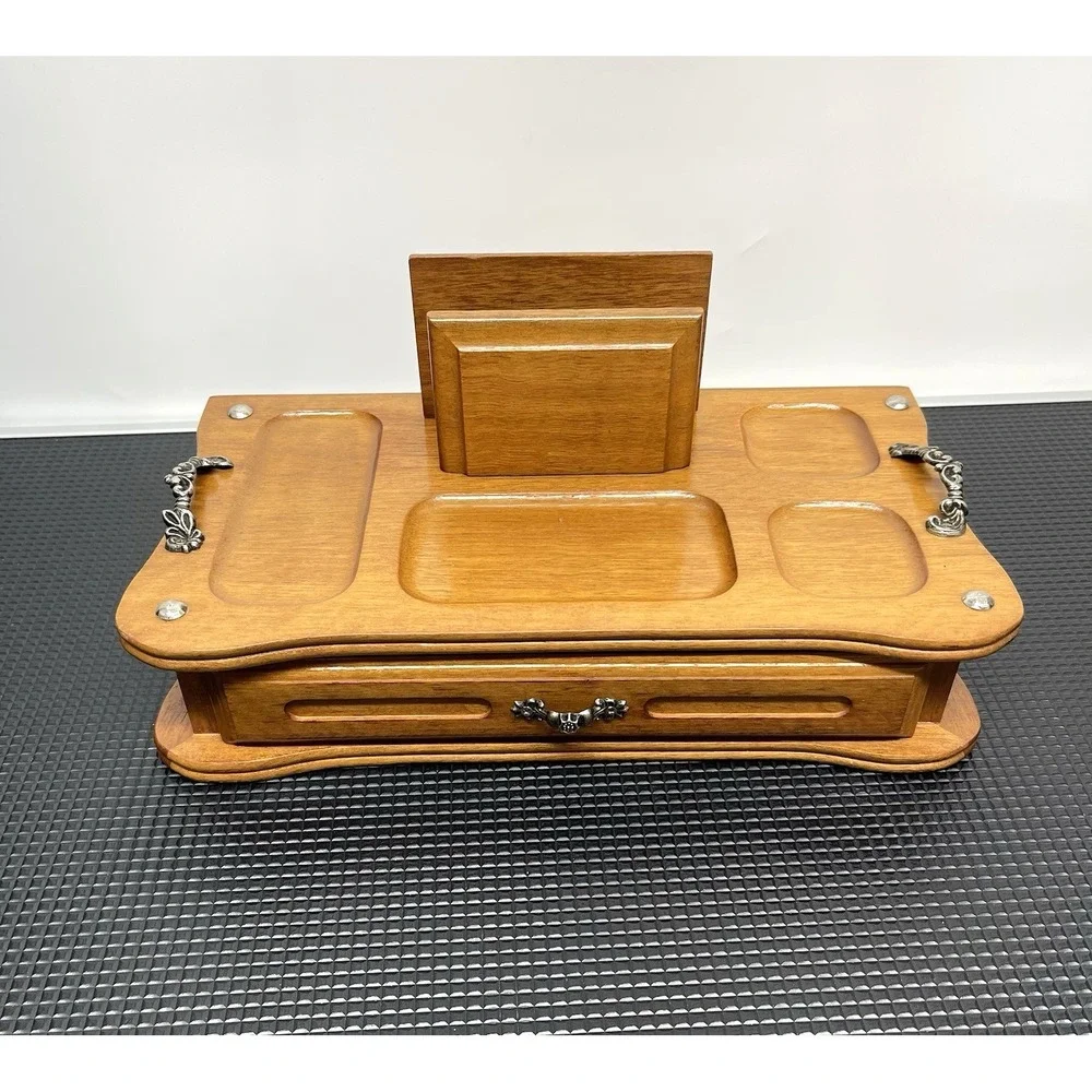 Vintage Men's Wooden‎ Dresser Valet Organizer Jewelry Caddy Letter Wallet Holder